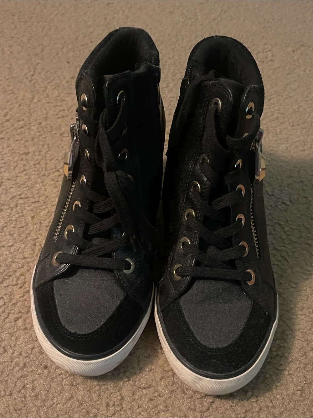 Aldo Black High-Top Lace-Up Sneakers with Side Zipper
